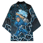 Adelaide Strikers Cricket Mascot Kimono Aboriginal Dot Art Blue And Black Tribal Pattern