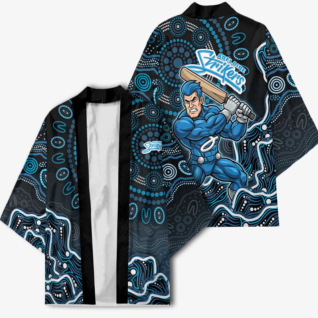 Adelaide Strikers Cricket Mascot Kimono Aboriginal Dot Art Blue And Black Tribal Pattern