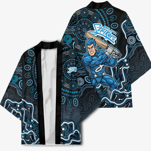 Adelaide Strikers Cricket Mascot Kimono Aboriginal Dot Art Blue And Black Tribal Pattern