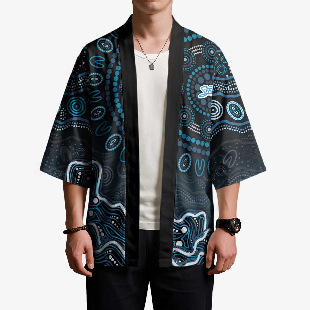 Adelaide Strikers Cricket Mascot Kimono Aboriginal Dot Art Blue And Black Tribal Pattern