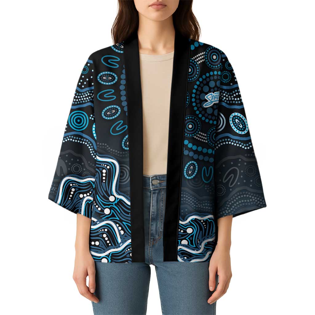 Adelaide Strikers Cricket Mascot Kimono Aboriginal Dot Art Blue And Black Tribal Pattern