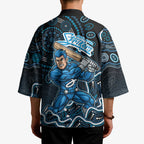 Adelaide Strikers Cricket Mascot Kimono Aboriginal Dot Art Blue And Black Tribal Pattern