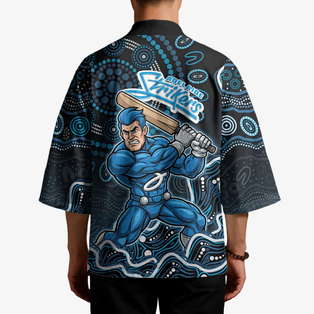 Adelaide Strikers Cricket Mascot Kimono Aboriginal Dot Art Blue And Black Tribal Pattern