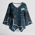 Adelaide Strikers Cricket Mascot Kimono Sleeve Blouse Aboriginal Dot Art Blue And Black Tribal Pattern