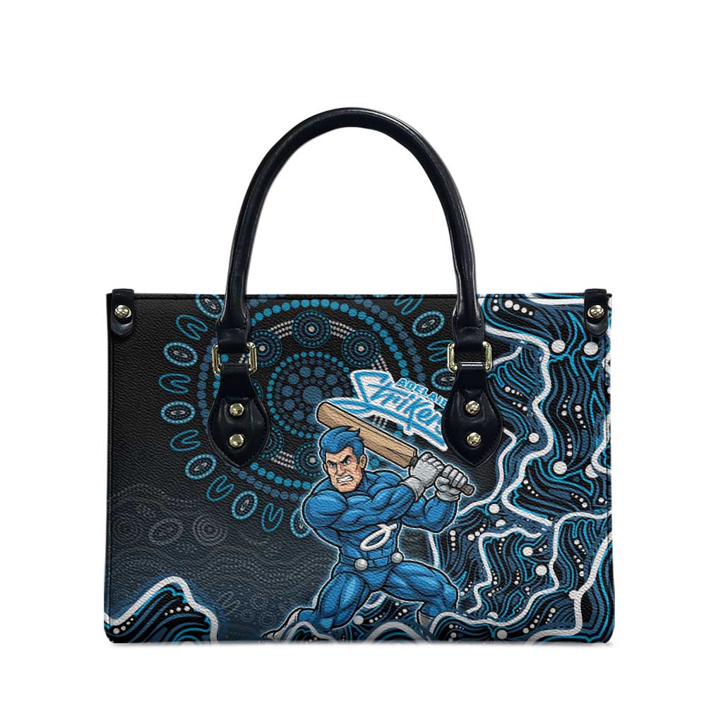 Adelaide Strikers Cricket Mascot Leather Bag Aboriginal Dot Art Blue And Black Tribal Pattern