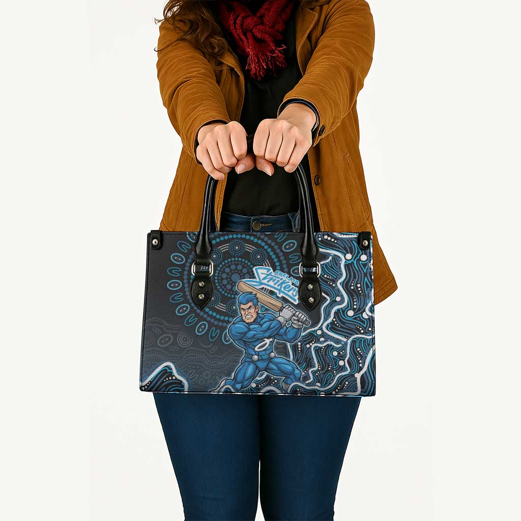Adelaide Strikers Cricket Mascot Leather Bag Aboriginal Dot Art Blue And Black Tribal Pattern