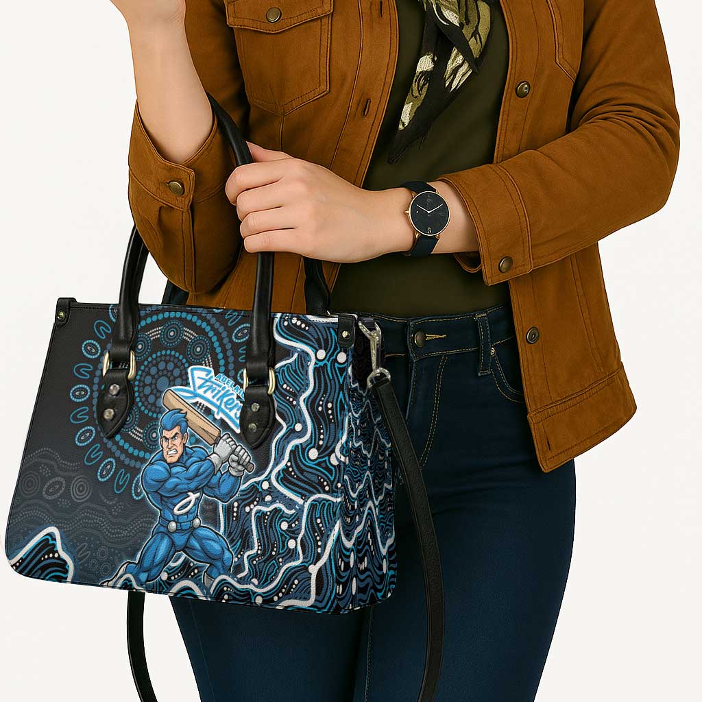 Adelaide Strikers Cricket Mascot Leather Bag Aboriginal Dot Art Blue And Black Tribal Pattern