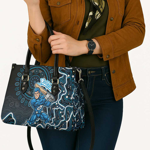 Adelaide Strikers Cricket Mascot Leather Bag Aboriginal Dot Art Blue And Black Tribal Pattern