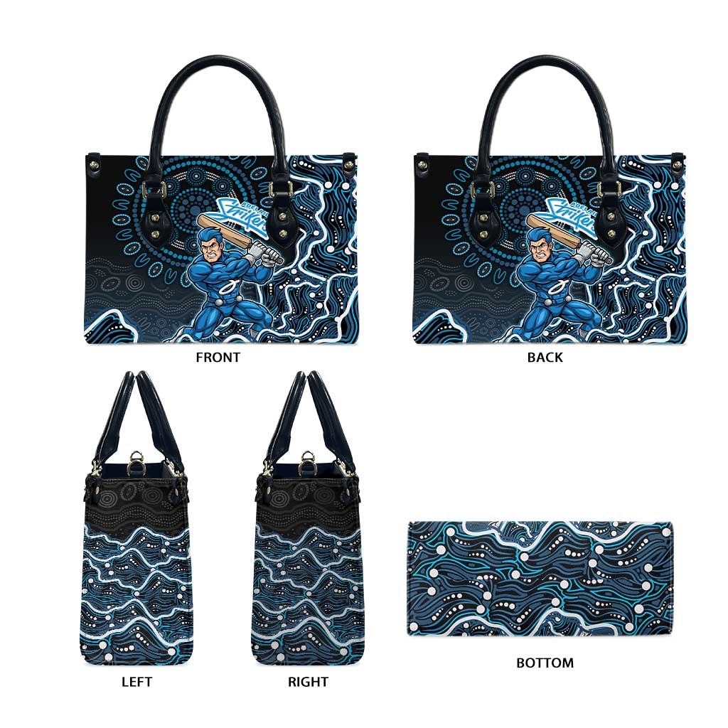 Adelaide Strikers Cricket Mascot Leather Bag Aboriginal Dot Art Blue And Black Tribal Pattern