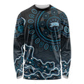 Adelaide Strikers Cricket Mascot Long Sleeve Shirt Aboriginal Dot Art Blue And Black Tribal Pattern
