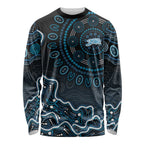 Adelaide Strikers Cricket Mascot Long Sleeve Shirt Aboriginal Dot Art Blue And Black Tribal Pattern