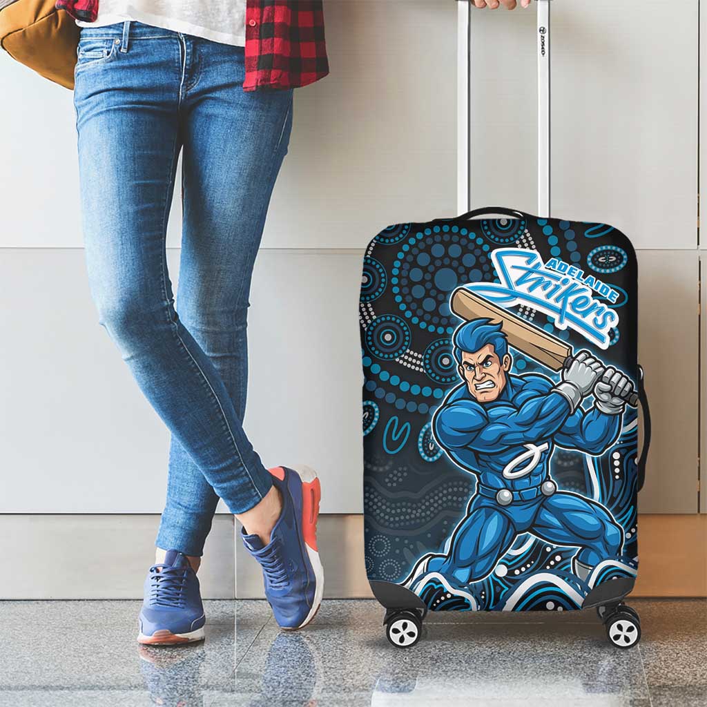 Adelaide Strikers Cricket Mascot Luggage Cover Aboriginal Dot Art Blue And Black Tribal Pattern