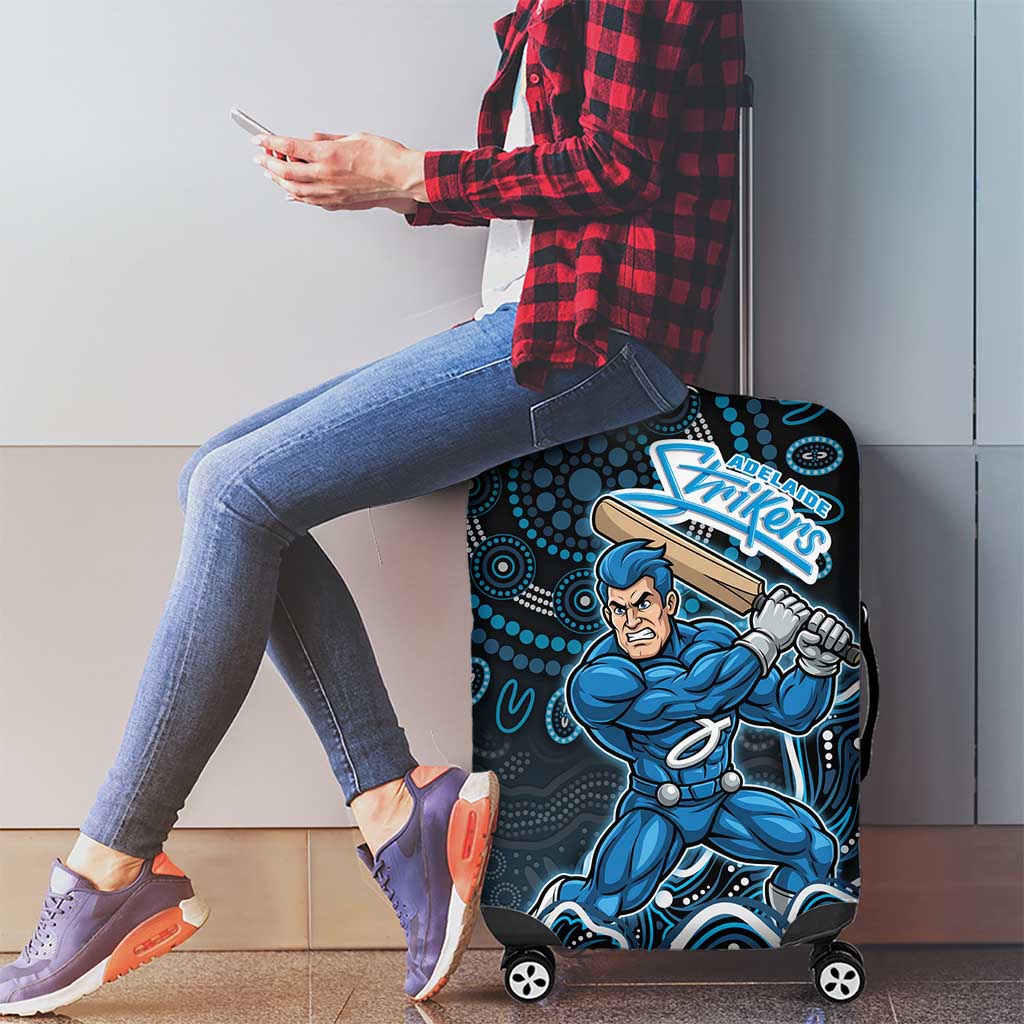 Adelaide Strikers Cricket Mascot Luggage Cover Aboriginal Dot Art Blue And Black Tribal Pattern