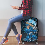 Adelaide Strikers Cricket Mascot Luggage Cover Aboriginal Dot Art Blue And Black Tribal Pattern