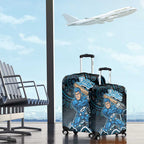 Adelaide Strikers Cricket Mascot Luggage Cover Aboriginal Dot Art Blue And Black Tribal Pattern