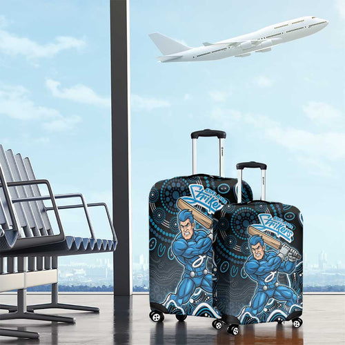 Adelaide Strikers Cricket Mascot Luggage Cover Aboriginal Dot Art Blue And Black Tribal Pattern