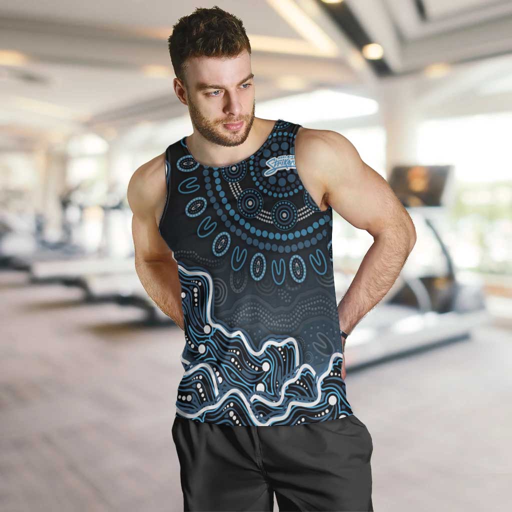 Adelaide Strikers Cricket Mascot Men Tank Top Aboriginal Dot Art Blue And Black Tribal Pattern