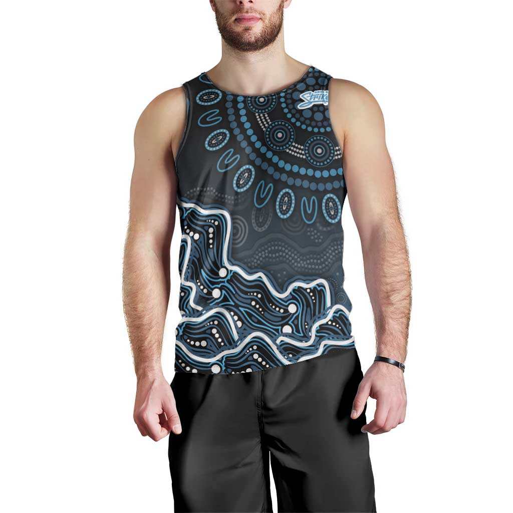 Adelaide Strikers Cricket Mascot Men Tank Top Aboriginal Dot Art Blue And Black Tribal Pattern
