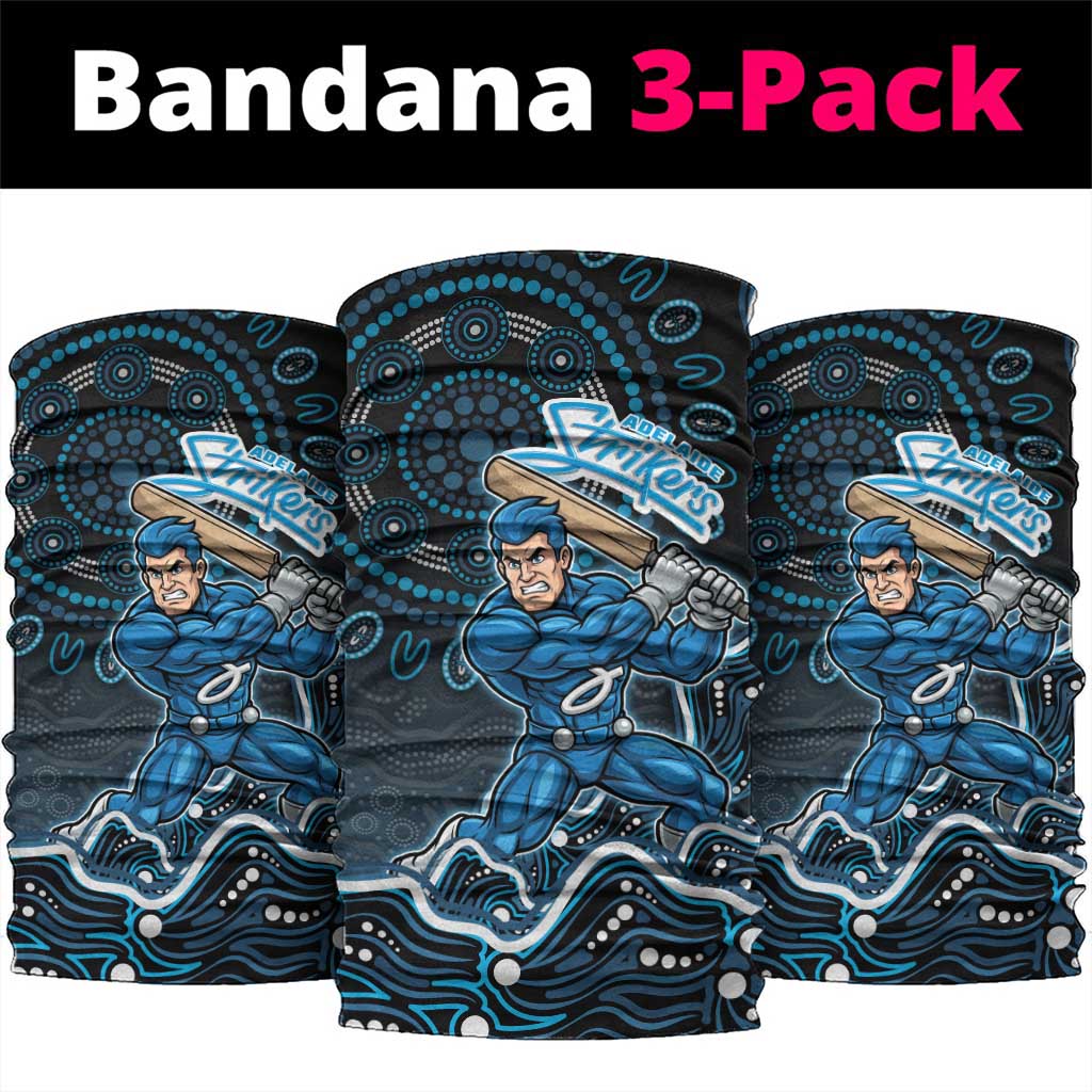 Adelaide Strikers Cricket Mascot Neck Gaiter Aboriginal Dot Art Blue And Black Tribal Pattern