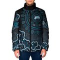 Adelaide Strikers Cricket Mascot Padded Jacket Aboriginal Dot Art Blue And Black Tribal Pattern