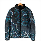 Adelaide Strikers Cricket Mascot Padded Jacket Aboriginal Dot Art Blue And Black Tribal Pattern