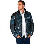 Adelaide Strikers Cricket Mascot Padded Jacket Aboriginal Dot Art Blue And Black Tribal Pattern