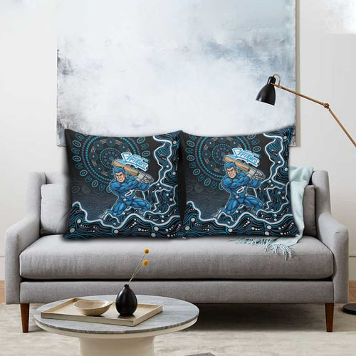 Adelaide Strikers Cricket Mascot Pillow Cover Aboriginal Dot Art Blue And Black Tribal Pattern