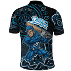 Adelaide Strikers Cricket Mascot Polo Shirt Aboriginal Dot Art Blue And Black Tribal Pattern