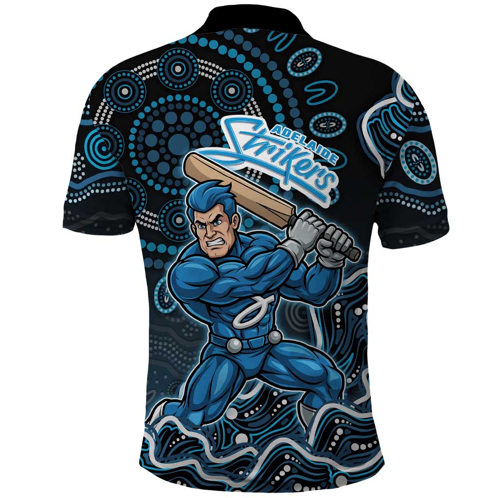 Adelaide Strikers Cricket Mascot Polo Shirt Aboriginal Dot Art Blue And Black Tribal Pattern