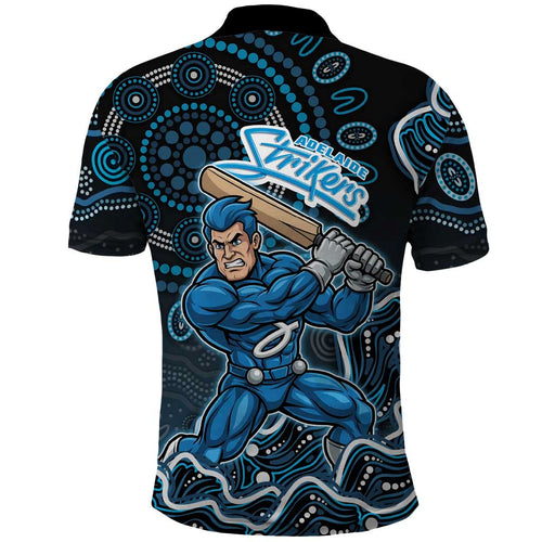 Adelaide Strikers Cricket Mascot Polo Shirt Aboriginal Dot Art Blue And Black Tribal Pattern
