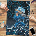 Adelaide Strikers Cricket Mascot Puzzle Aboriginal Dot Art Blue And Black Tribal Pattern