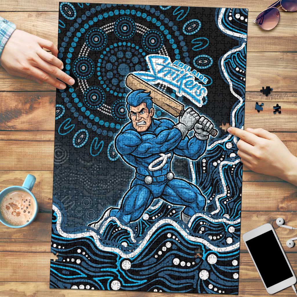 Adelaide Strikers Cricket Mascot Puzzle Aboriginal Dot Art Blue And Black Tribal Pattern