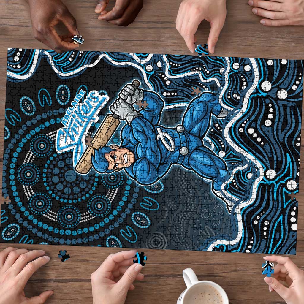 Adelaide Strikers Cricket Mascot Puzzle Aboriginal Dot Art Blue And Black Tribal Pattern