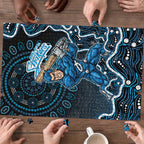 Adelaide Strikers Cricket Mascot Puzzle Aboriginal Dot Art Blue And Black Tribal Pattern