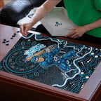 Adelaide Strikers Cricket Mascot Puzzle Aboriginal Dot Art Blue And Black Tribal Pattern