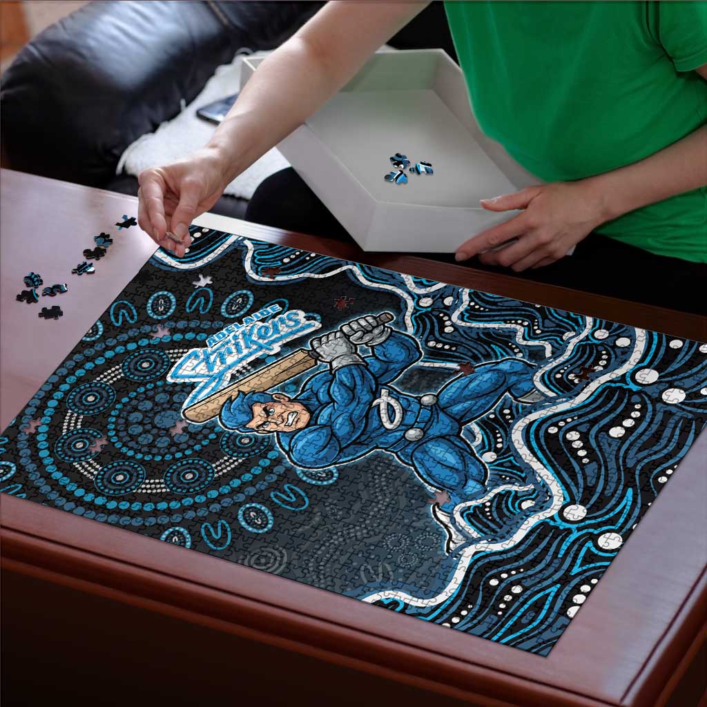 Adelaide Strikers Cricket Mascot Puzzle Aboriginal Dot Art Blue And Black Tribal Pattern