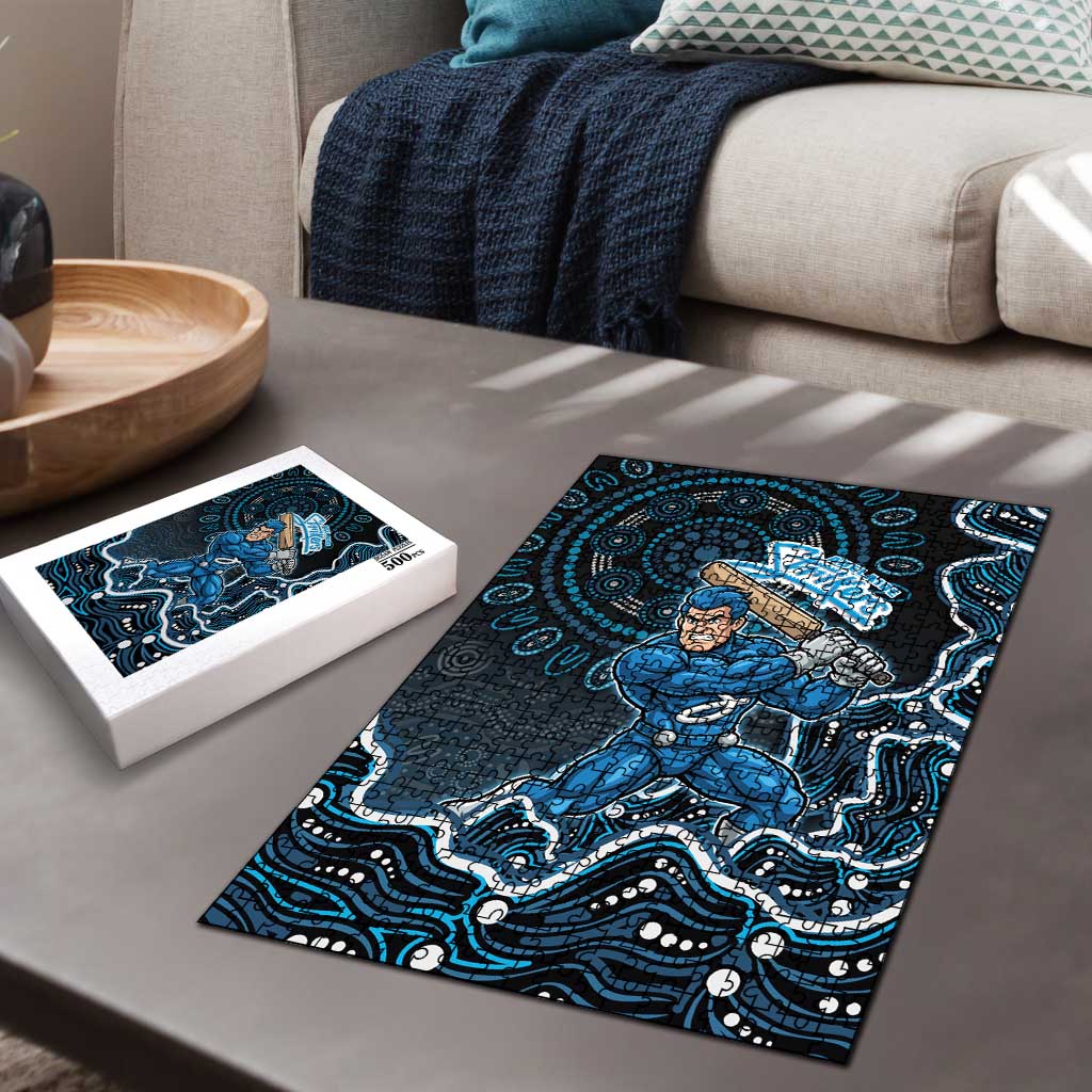 Adelaide Strikers Cricket Mascot Puzzle Aboriginal Dot Art Blue And Black Tribal Pattern