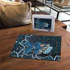 Adelaide Strikers Cricket Mascot Puzzle Aboriginal Dot Art Blue And Black Tribal Pattern