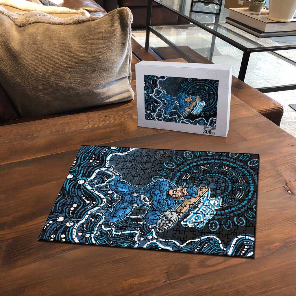 Adelaide Strikers Cricket Mascot Puzzle Aboriginal Dot Art Blue And Black Tribal Pattern
