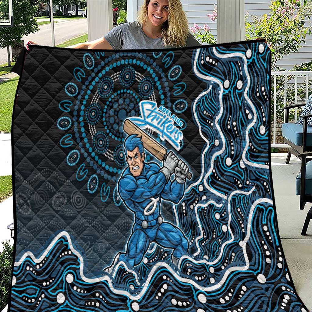 Adelaide Strikers Cricket Mascot Quilt Aboriginal Dot Art Blue And Black Tribal Pattern
