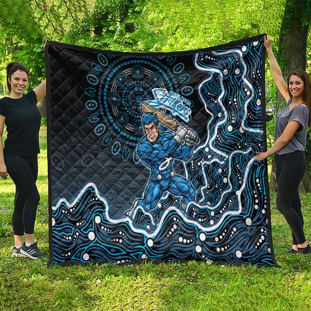 Adelaide Strikers Cricket Mascot Quilt Aboriginal Dot Art Blue And Black Tribal Pattern