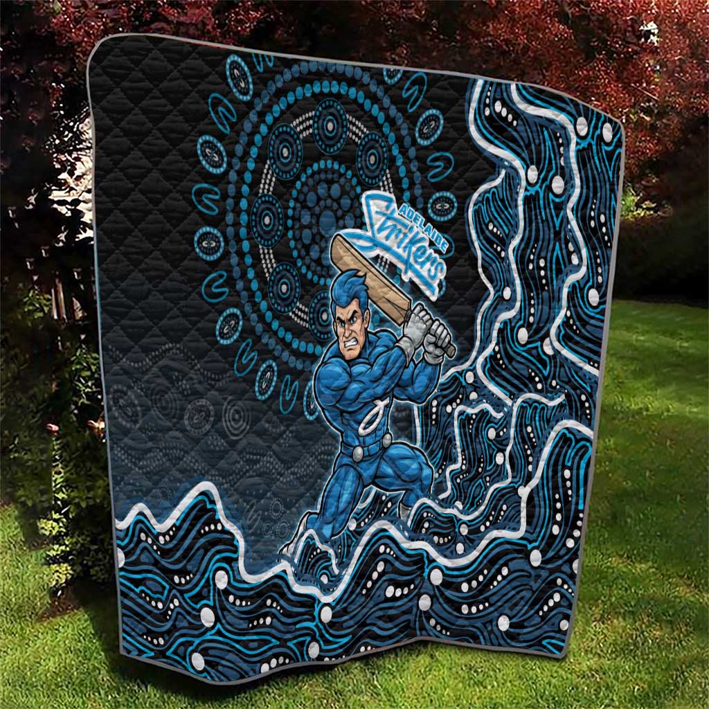 Adelaide Strikers Cricket Mascot Quilt Aboriginal Dot Art Blue And Black Tribal Pattern