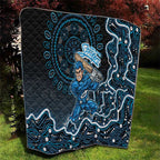 Adelaide Strikers Cricket Mascot Quilt Aboriginal Dot Art Blue And Black Tribal Pattern