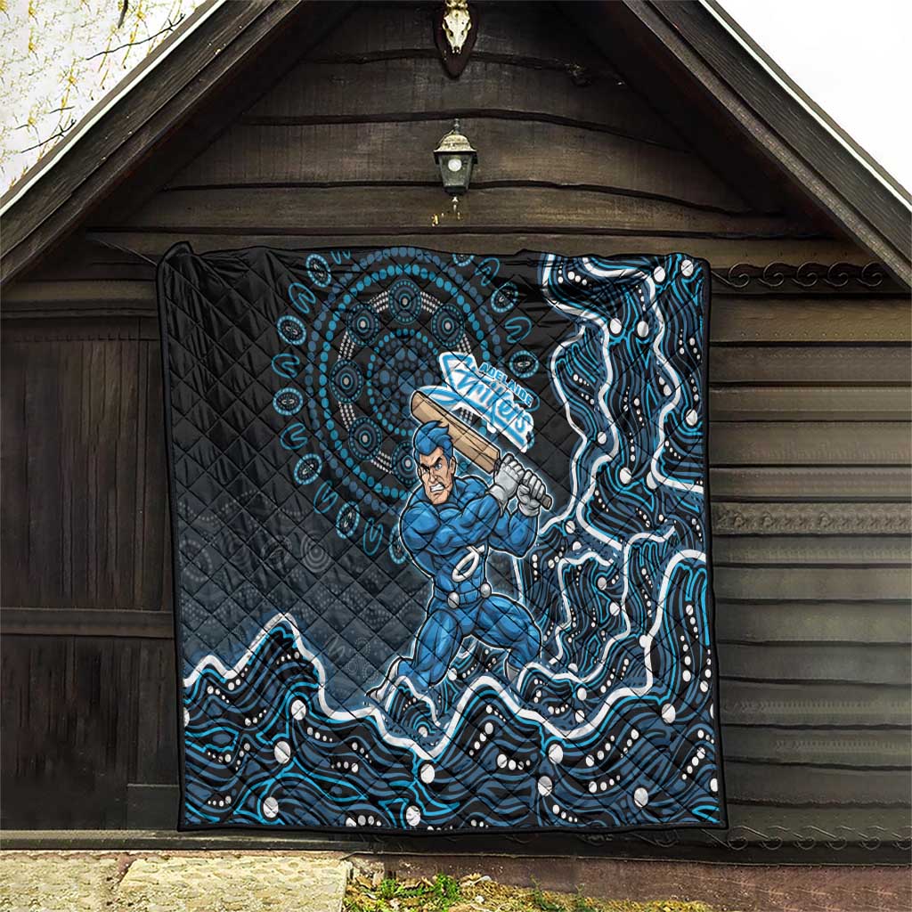 Adelaide Strikers Cricket Mascot Quilt Aboriginal Dot Art Blue And Black Tribal Pattern