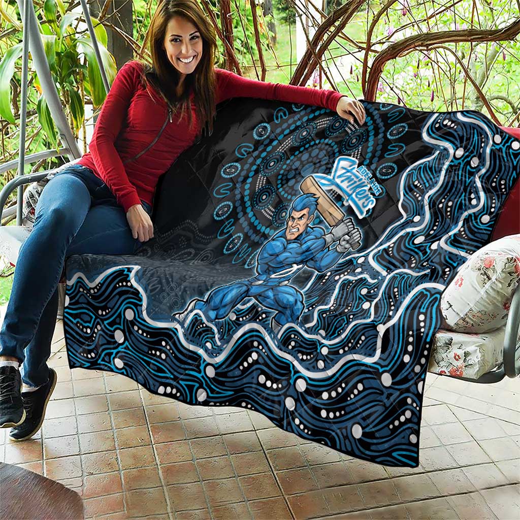 Adelaide Strikers Cricket Mascot Quilt Aboriginal Dot Art Blue And Black Tribal Pattern