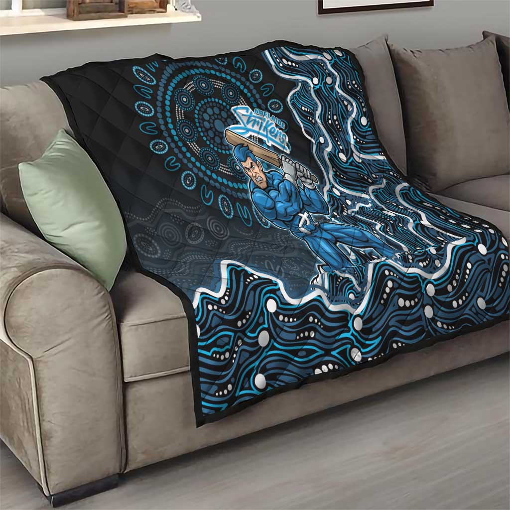Adelaide Strikers Cricket Mascot Quilt Aboriginal Dot Art Blue And Black Tribal Pattern