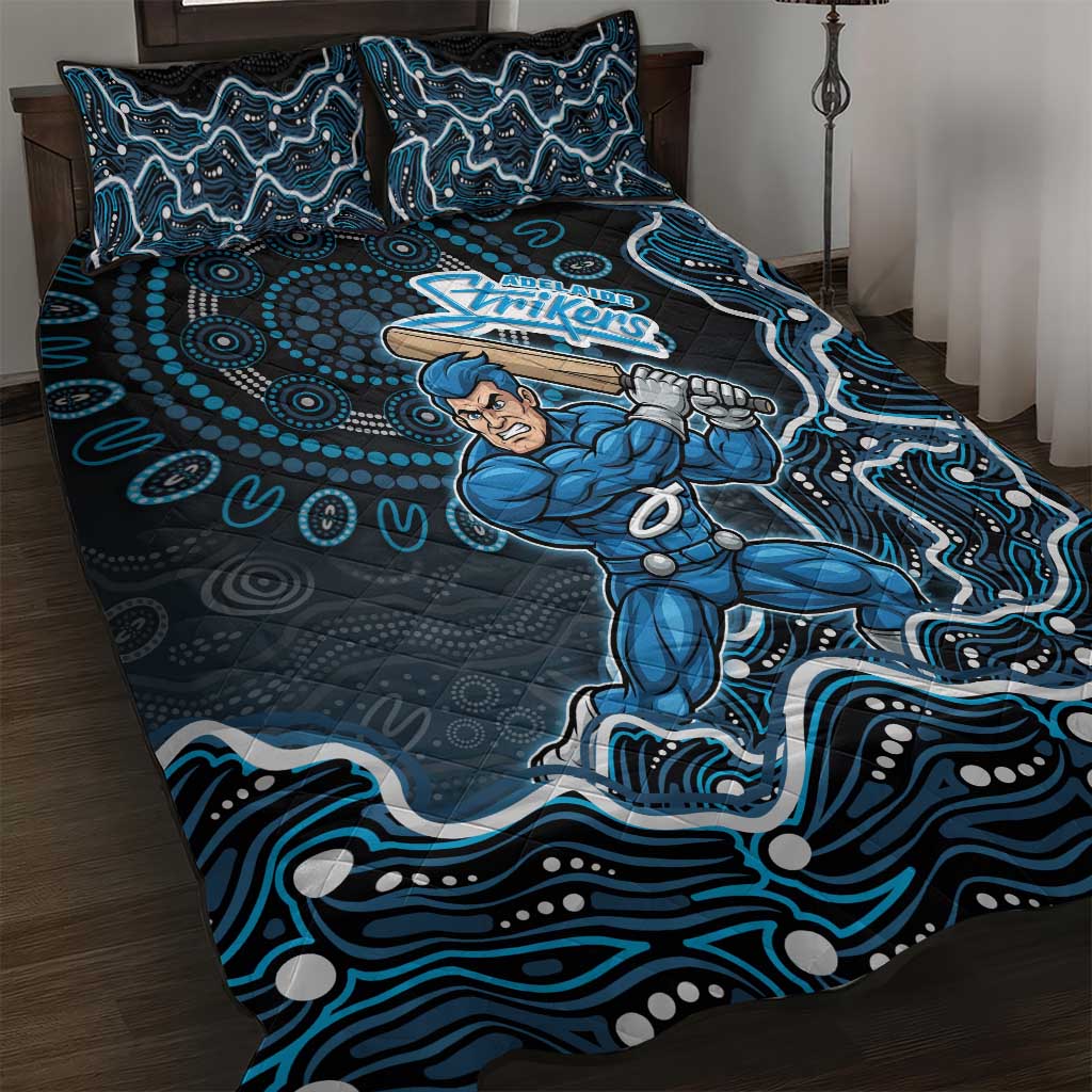 Adelaide Strikers Cricket Mascot Quilt Bed Set Aboriginal Dot Art Blue And Black Tribal Pattern