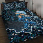 Adelaide Strikers Cricket Mascot Quilt Bed Set Aboriginal Dot Art Blue And Black Tribal Pattern