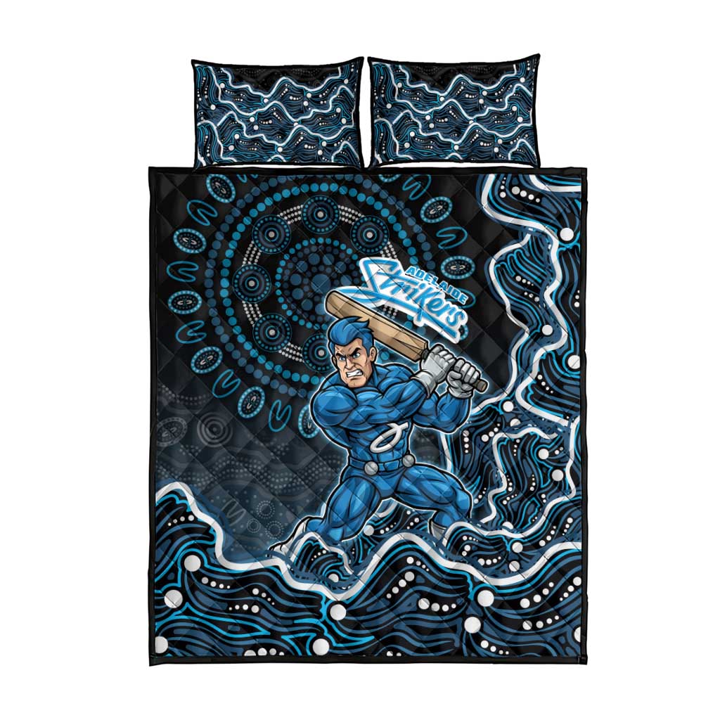 Adelaide Strikers Cricket Mascot Quilt Bed Set Aboriginal Dot Art Blue And Black Tribal Pattern