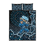 Adelaide Strikers Cricket Mascot Quilt Bed Set Aboriginal Dot Art Blue And Black Tribal Pattern